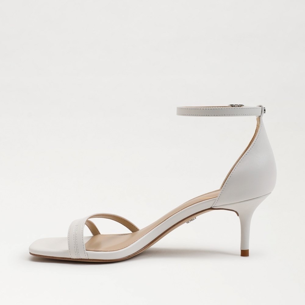 Sam Edelman Peonie Kitten Heel Sandal White Leather Ankle Strap Resort Shoes 9.5 - Picture 6 of 17